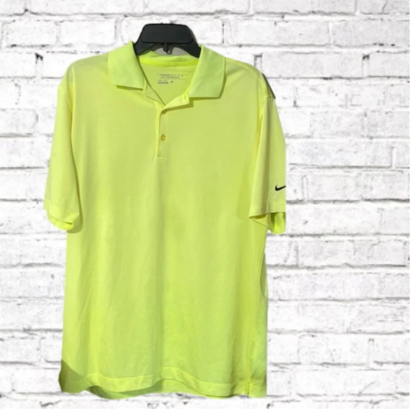 Nike Golf Dri-Fit Collared Shirt highlighter yellow color - Picture 1 of 7